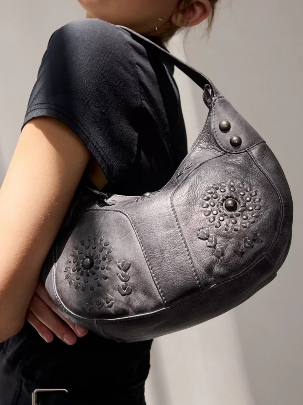 Urban Outfitters Silence + Noise Madi Floral Studded Leather Bag